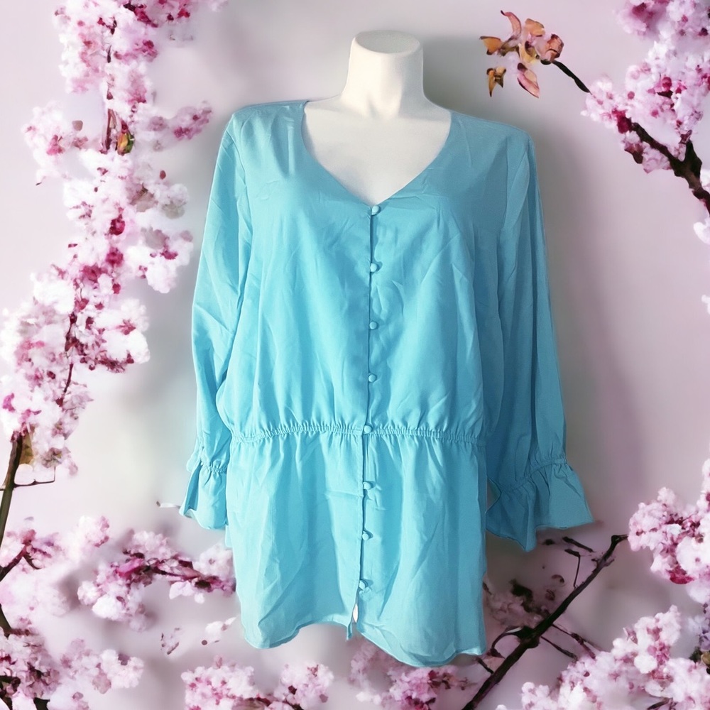 Lane Bryant Peplum Blouse with Angel Sleeves Plus Size 26/28, 4X - Picture 7 of 7
